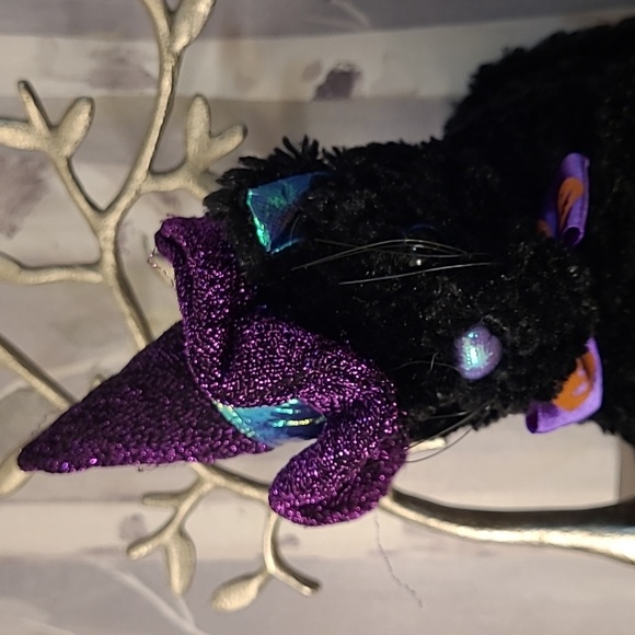 Black Cat With Sparkling Purple Witch's Hat & Jack O Lantern Bow-Tie DAN DEE - Picture 16 of 16